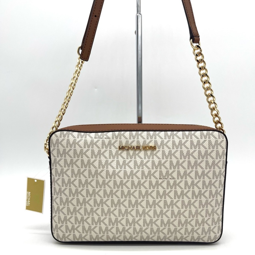 Michael Kors EW Brown and Cream Crossbody Bag - Picture 2 of 7
